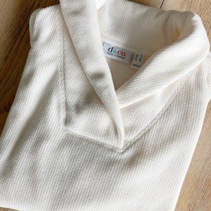 DENIM & CO | Soft Cream Fleece Shawl Neck Sweater | XL